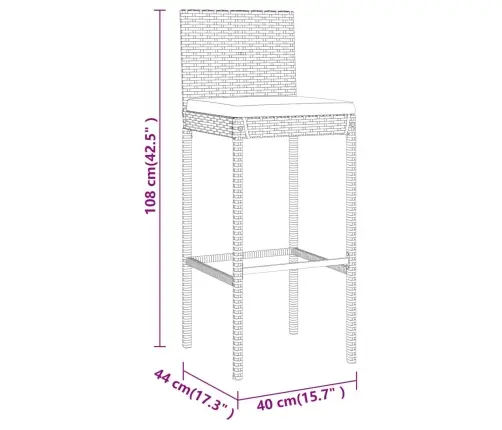9-Daļīgs Dārza Bāra Mēbeļu Komplekts, Pe Rotangpalma, Pelēks Vidaxl