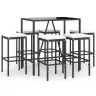 7-Daļīgs Dārza Bāra Mēbeļu Komplekts Ar Matračiem, Pe, Melns Vidaxl