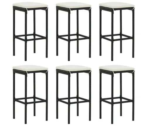 7-Daļīgs Dārza Bāra Mēbeļu Komplekts Ar Matračiem, Pe, Melns Vidaxl