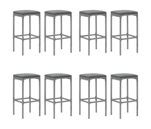 9-Daļīgs Dārza Bāra Mēbeļu Komplekts, Pe Rotangpalma, Pelēks Vidaxl