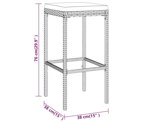 9-Daļīgs Dārza Bāra Mēbeļu Komplekts, Pe Rotangpalma, Pelēks Vidaxl