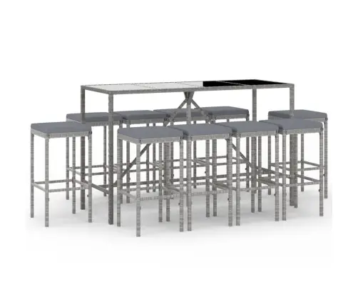 11-Daļīgs Bāra Mēbeļu Komplekts, Matrači, Pe Rotangpalma Vidaxl