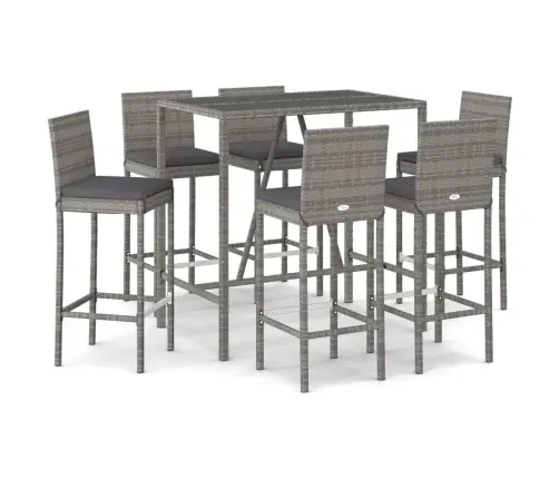 7-Daļīgs Dārza Bāra Komplekts Ar Matračiem, Pe Rotangpalma Vidaxl