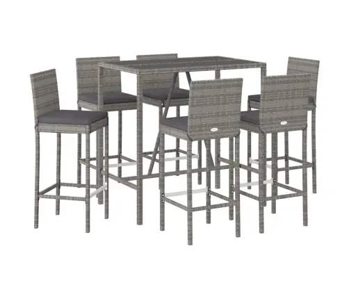 7-Daļīgs Dārza Bāra Komplekts Ar Matračiem, Pe Rotangpalma Vidaxl