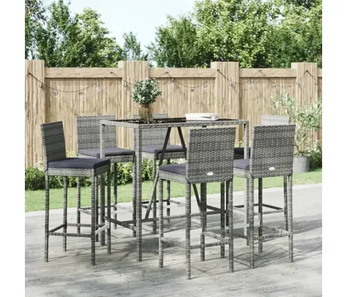 7-Daļīgs Dārza Bāra Komplekts Ar Matračiem, Pe Rotangpalma Vidaxl