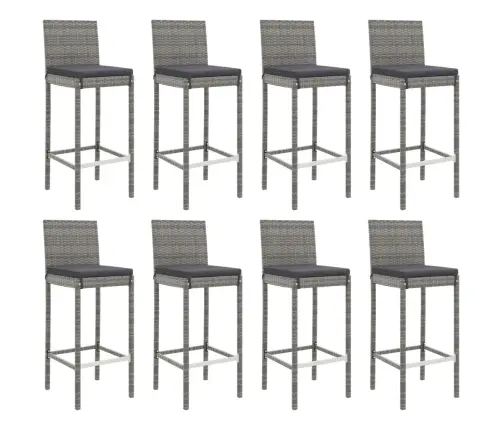 9-Daļīgs Dārza Bāra Mēbeļu Komplekts, Pe Rotangpalma, Pelēks Vidaxl