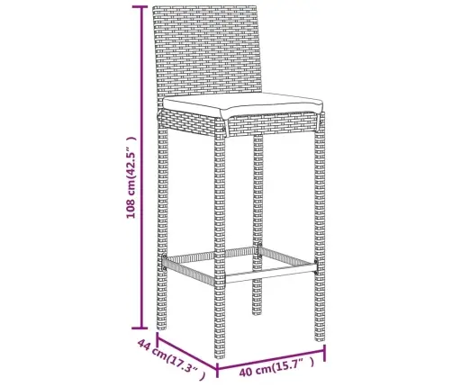 9-Daļīgs Dārza Bāra Mēbeļu Komplekts, Pe Rotangpalma, Pelēks Vidaxl