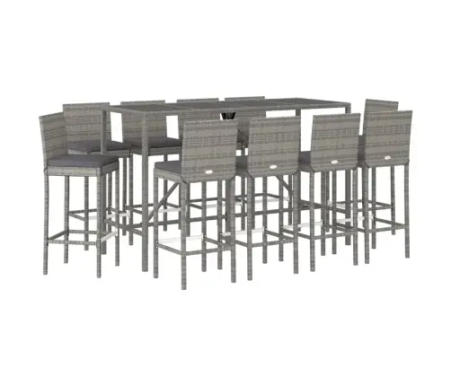 11-Daļīgs Bāra Mēbeļu Komplekts, Matrači, Pe Rotangpalma Vidaxl