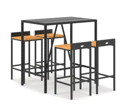 5-Daļīgs Dārza Bāra Mēbeļu Komplekts, Pe Rotangpalma, Akācija Vidaxl