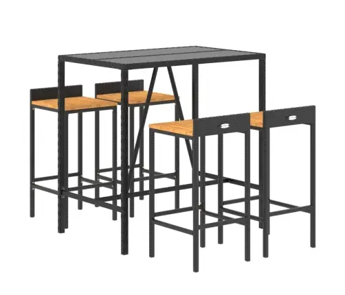 5-Daļīgs Dārza Bāra Mēbeļu Komplekts, Pe Rotangpalma, Akācija Vidaxl