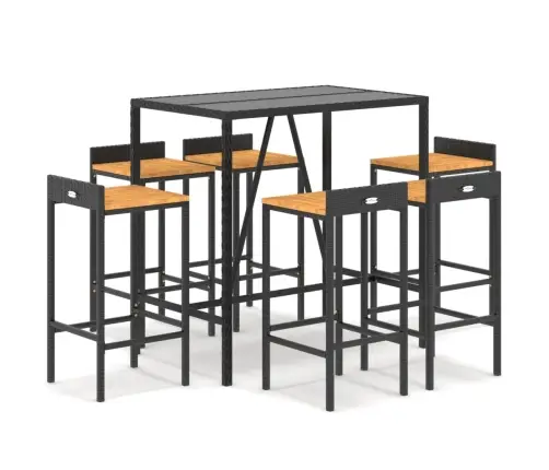 7-Daļīgs Dārza Bāra Mēbeļu Komplekts, Pe Rotangpalma, Akācija Vidaxl 7-Daļīgs Dārza Bāra Mēbeļu Komplekts, Pe Rotangpalma, Akācija Vidaxl