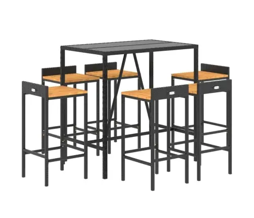 7-Daļīgs Dārza Bāra Mēbeļu Komplekts, Pe Rotangpalma, Akācija Vidaxl 7-Daļīgs Dārza Bāra Mēbeļu Komplekts, Pe Rotangpalma, Akācija Vidaxl