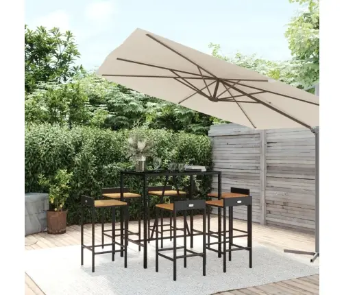 7-Daļīgs Dārza Bāra Mēbeļu Komplekts, Pe Rotangpalma, Akācija Vidaxl 7-Daļīgs Dārza Bāra Mēbeļu Komplekts, Pe Rotangpalma, Akācija Vidaxl