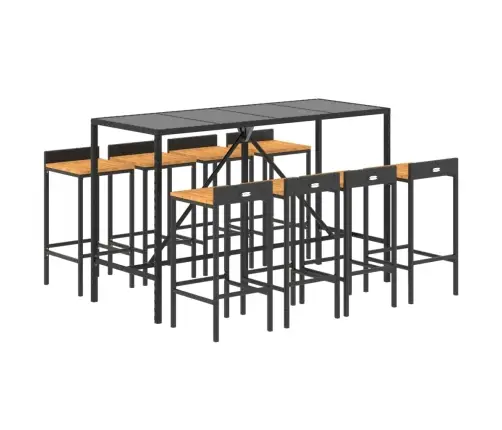 9-Daļīgs Dārza Bāra Mēbeļu Komplekts, Pe Rotangpalma, Akācija Vidaxl