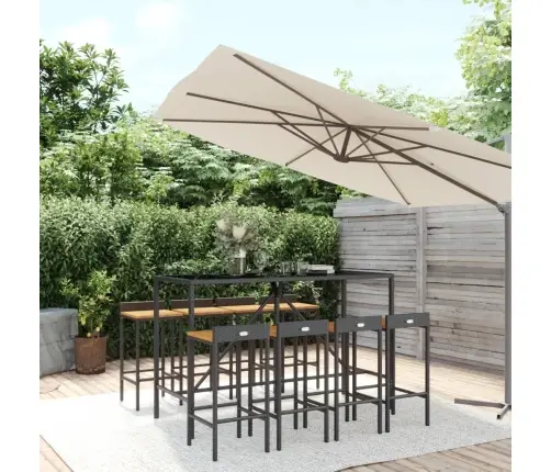 9-Daļīgs Dārza Bāra Mēbeļu Komplekts, Pe Rotangpalma, Akācija Vidaxl