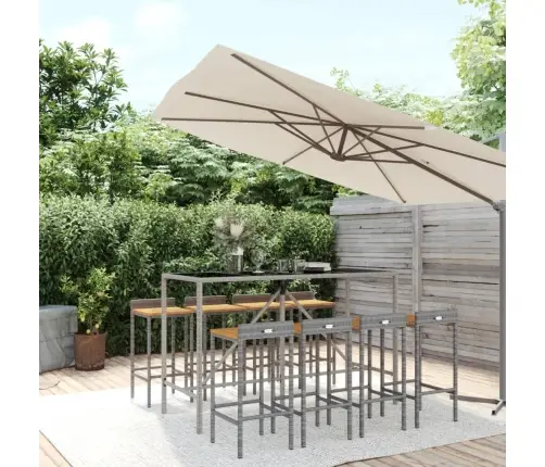 9-Daļīgs Dārza Bāra Mēbeļu Komplekts, Pe Rotangpalma, Akācija Vidaxl