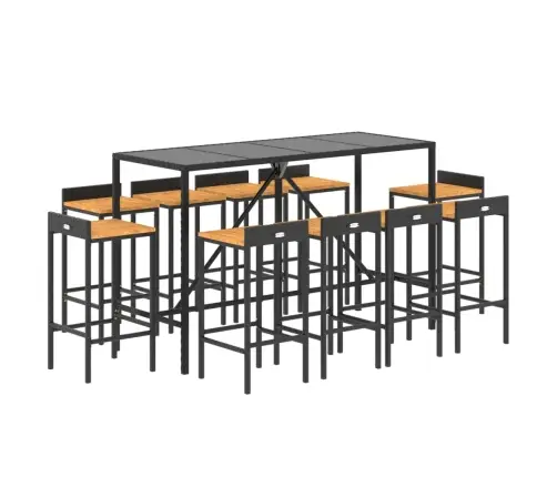 11-Daļīgs Dārza Bāra Mēbeļu Komplekts, Pe Rotangpalma, Akācija Vidaxl