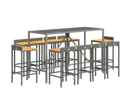 11-Daļīgs Dārza Bāra Mēbeļu Komplekts, Pe Rotangpalma, Akācija Vidaxl