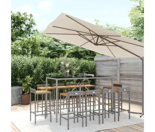 11-Daļīgs Dārza Bāra Mēbeļu Komplekts, Pe Rotangpalma, Akācija Vidaxl