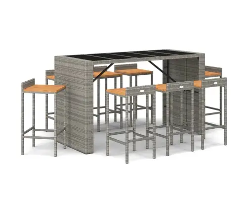 9-Daļīgs Dārza Bāra Mēbeļu Komplekts, Pe Rotangpalma, Akācija Vidaxl