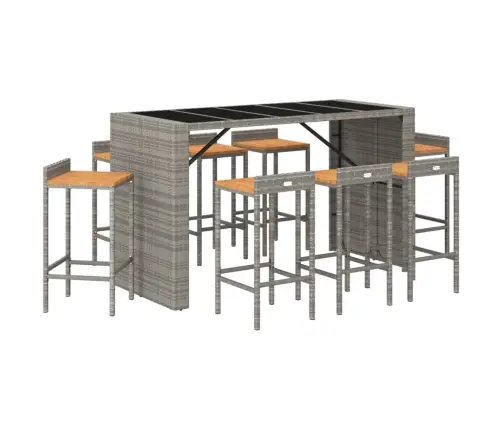 9-Daļīgs Dārza Bāra Mēbeļu Komplekts, Pe Rotangpalma, Akācija Vidaxl