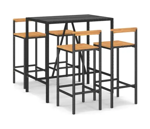 5-Daļīgs Dārza Bāra Mēbeļu Komplekts, Pe Rotangpalma, Akācija Vidaxl