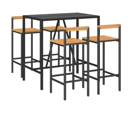 5-Daļīgs Dārza Bāra Mēbeļu Komplekts, Pe Rotangpalma, Akācija Vidaxl