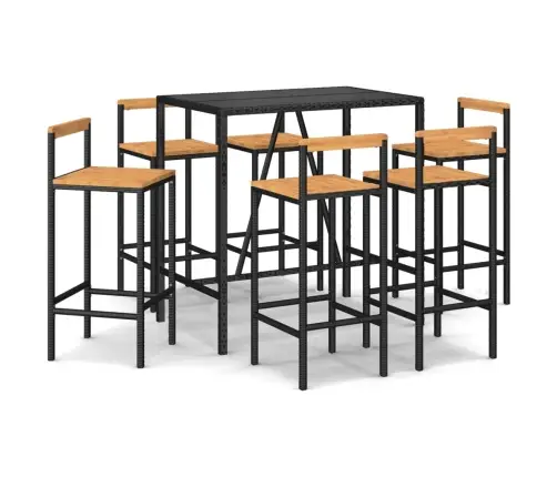 7-Daļīgs Dārza Bāra Mēbeļu Komplekts, Pe Rotangpalma, Akācija Vidaxl