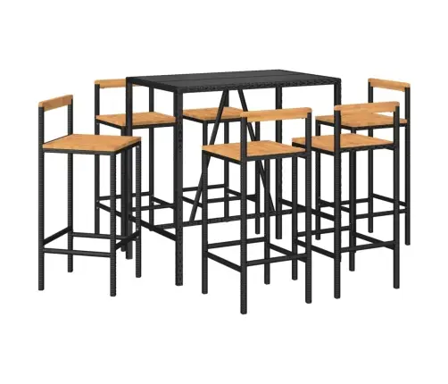 7-Daļīgs Dārza Bāra Mēbeļu Komplekts, Pe Rotangpalma, Akācija Vidaxl