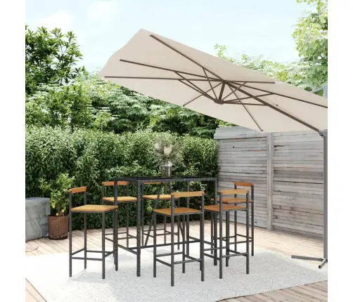 7-Daļīgs Dārza Bāra Mēbeļu Komplekts, Pe Rotangpalma, Akācija Vidaxl