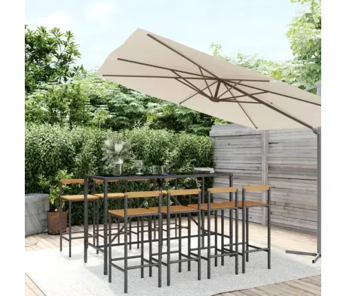 Sodo Baro Komplektas, 9 Dalių, Juodas, Poliratanas Ir Akacija