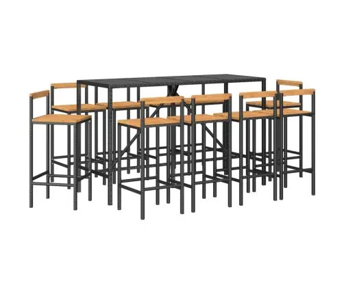 Sodo Baro Komplektas, 11 Dalių, Juodas, Poliratanas Ir Akacija