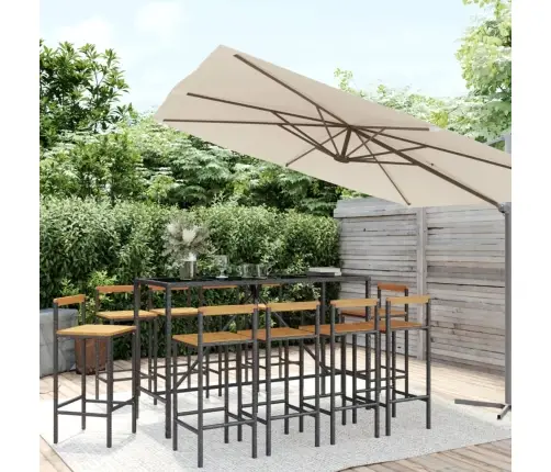 Sodo Baro Komplektas, 11 Dalių, Juodas, Poliratanas Ir Akacija