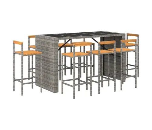 9-Daļīgs Dārza Bāra Mēbeļu Komplekts, Pe Rotangpalma, Akācija Vidaxl