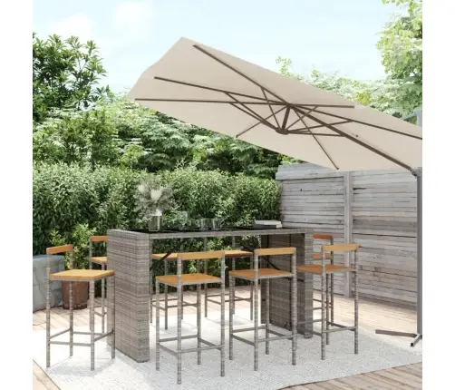 9-Daļīgs Dārza Bāra Mēbeļu Komplekts, Pe Rotangpalma, Akācija Vidaxl