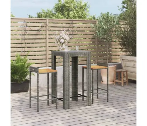 3-Daļīgs Dārza Bāra Mēbeļu Komplekts, Pe Rotangpalma, Akācija Vidaxl