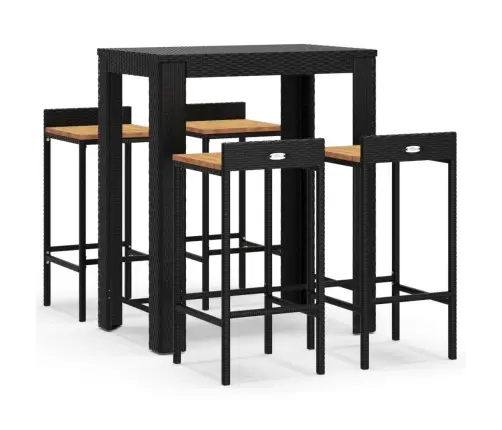 5-Osaline Aia Baarikomplekt, Must, Polürotang Ja Akaatsiapuit