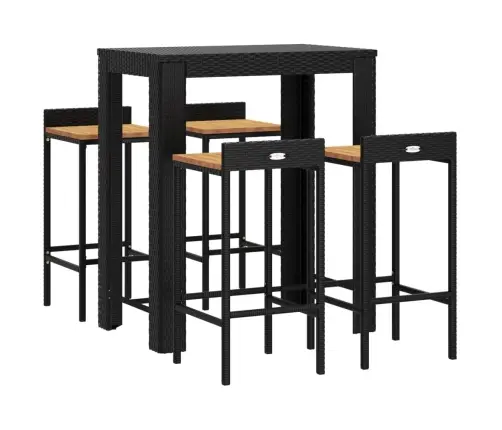 5-Osaline Aia Baarikomplekt, Must, Polürotang Ja Akaatsiapuit