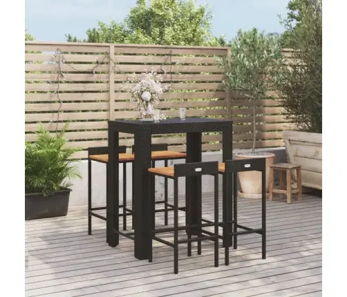 5-Osaline Aia Baarikomplekt, Must, Polürotang Ja Akaatsiapuit