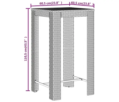 3-Daļīgs Dārza Bāra Mēbeļu Komplekts, Pe Rotangpalma, Akācija Vidaxl