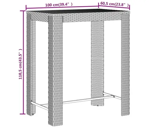Sodo Baro Komplektas, 5 Dalių, Pilkas, Poliratanas Ir Akacija