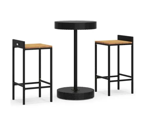 3-Daļīgs Dārza Bāra Mēbeļu Komplekts, Pe Rotangpalma, Akācija Vidaxl