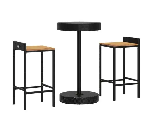 3-Daļīgs Dārza Bāra Mēbeļu Komplekts, Pe Rotangpalma, Akācija Vidaxl