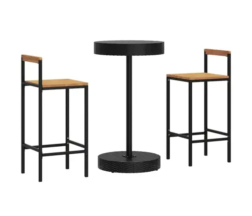 3-Daļīgs Dārza Bāra Mēbeļu Komplekts, Pe Rotangpalma, Akācija Vidaxl