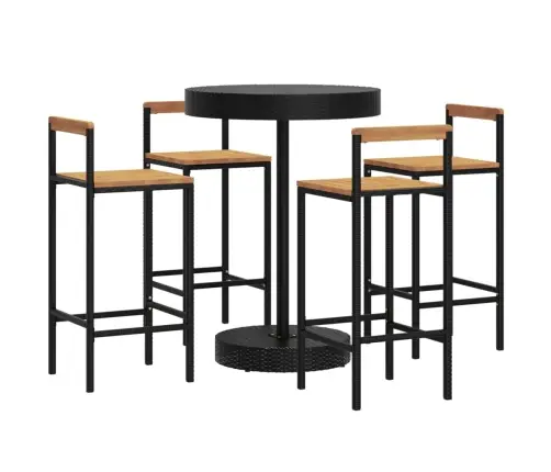 5-Osaline Aia Baarikomplekt, Must, Polürotang Ja Akaatsiapuit