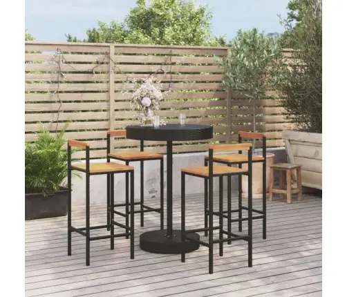 5-Osaline Aia Baarikomplekt, Must, Polürotang Ja Akaatsiapuit