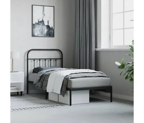 Metallist Voodiraam Peatsiga, Must, 80X200 Cm