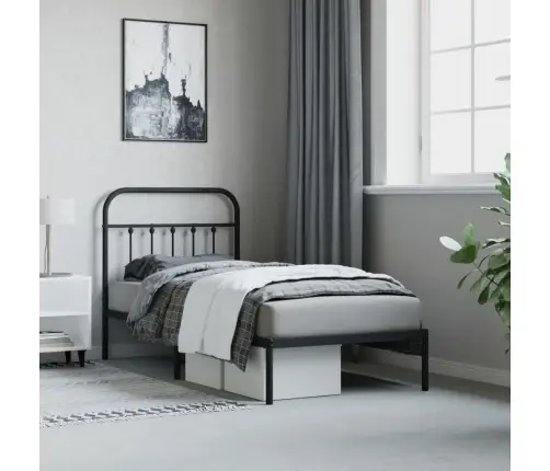 Metalinis Lovos Rėmas Su Galvūgaliu, Juodos Spalvos, 90X190Cm