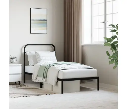 Metalinis Lovos Rėmas Su Galvūgaliu, Juodos Spalvos, 90X200Cm
