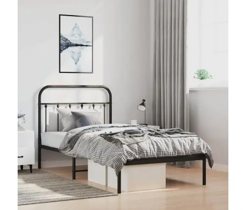 Gultas Rāmis Ar Galvgali, Melns Metāls, 100X190 Cm Vidaxl